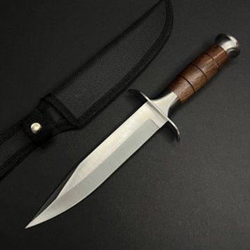 Универсальный ручной инструмент 65х13, фиксированная конструкция, финка, деревянная рукоять, с нейлоновым чехлом (крепление на пояс), 32 см &ndash; 400 г f-198 фото